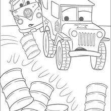 Desenhos para colorir de carros: a corrida entre o mc queen e o chick hicks  