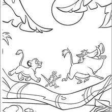 Simba, Timon e Pumba correndo