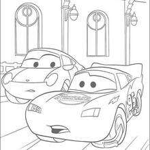 Desenhos para colorir de carros: a corrida entre o mc queen e o chick hicks  