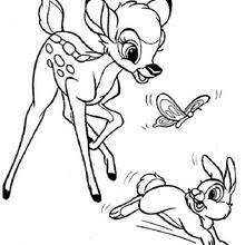 Bambi correndo com o Tambor e com a Borboleta