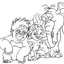 Tarzan com seus amigos