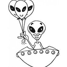 Desenho de um Alienígena na sua astronave para colorir