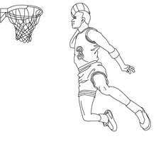Desenho de um jogador de basquete no ar para colorir