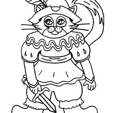 Desenho de um gato com roupas para colorir