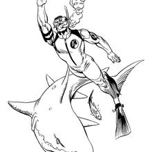 Desenho do Falcon mergulhando com tubarões para colorir