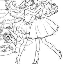 Desenho de Barbie com amiga para colorir