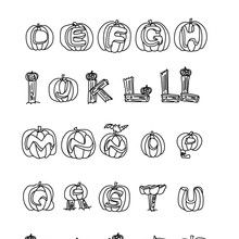 Letras do alfabeto com abóbora para colorir