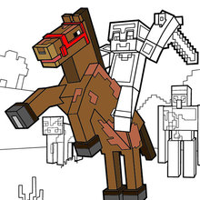 Página da coloração Minecraft - Montar a cavalo ao Horizonte