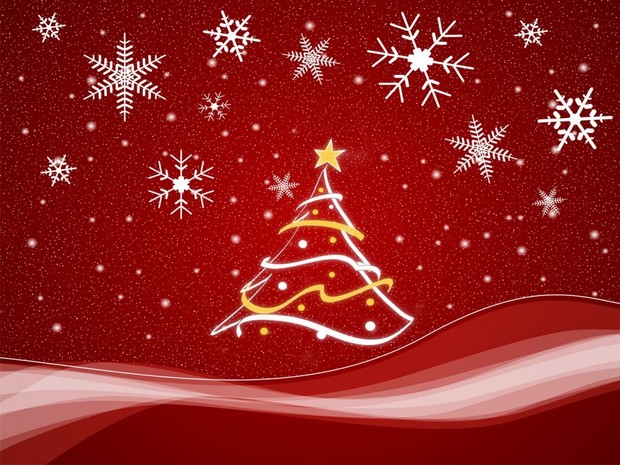 Papél de parede com uma árvore de Natal vermelha